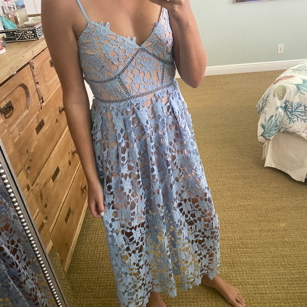 Aqua Midi Lace Dress